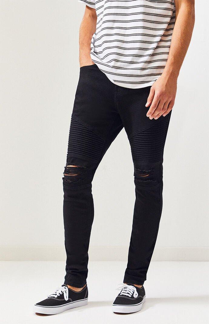 stacked skinny black jeans