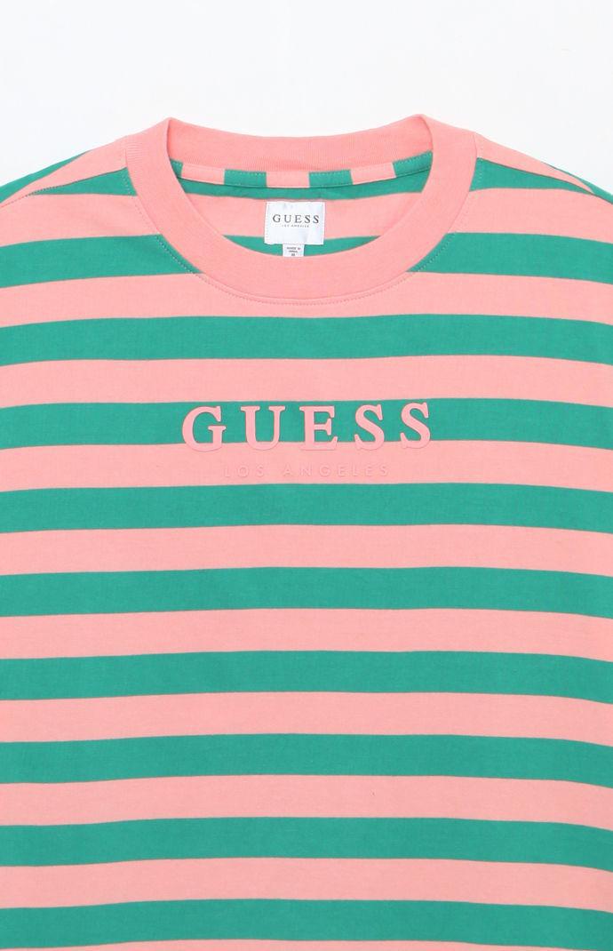 Guess Palm Striped T-shirt in Green/Pink (Green) for Men - Lyst