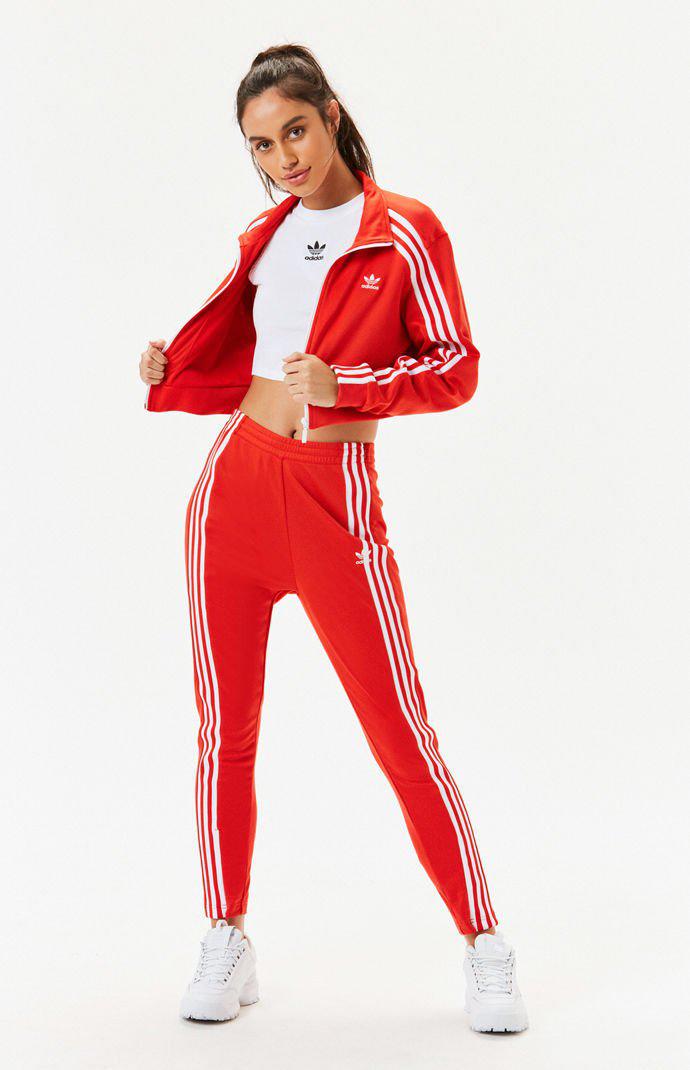adidas red crop jacket