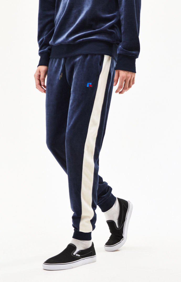 champion navy velour track pants