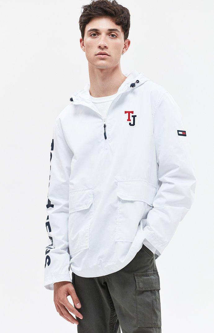 tommy jeans logo half zip anorak jacket