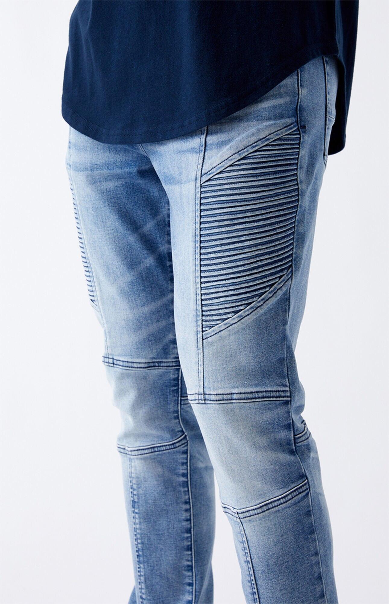 PacSun Denim Light Biker Stacked Skinny Jeans in Blue for Men - Lyst