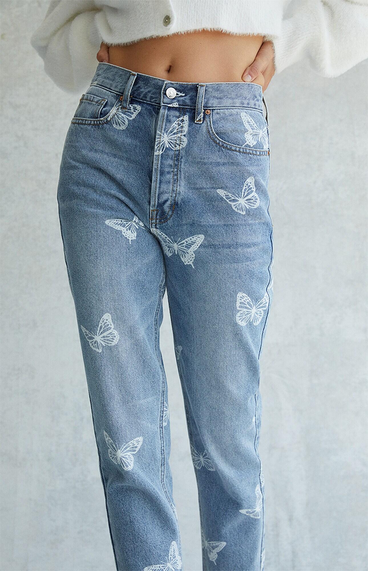 PacSun Eco Butterfly Ultra High Waisted Slim Fit Jeans in Blue | Lyst