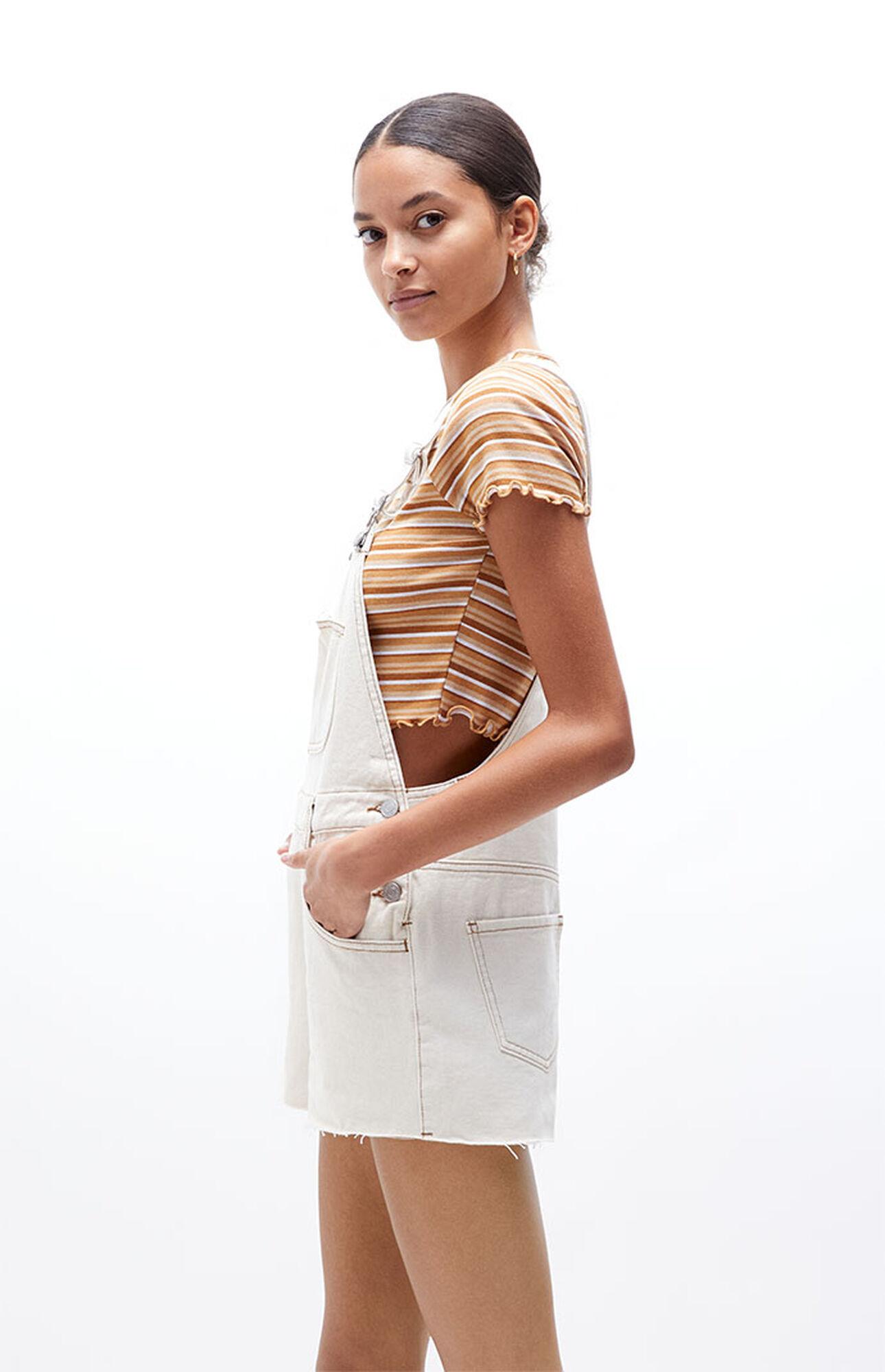 PacSun Bone Baggy Short Overalls in Ivory (White) | Lyst