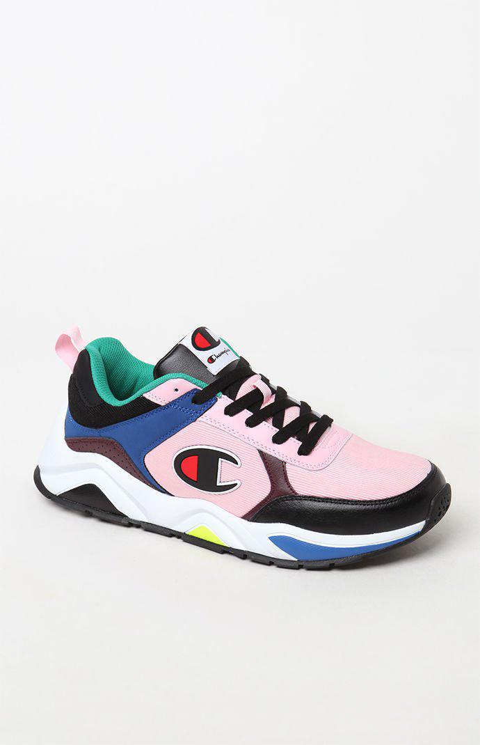 pink and white champion shoes