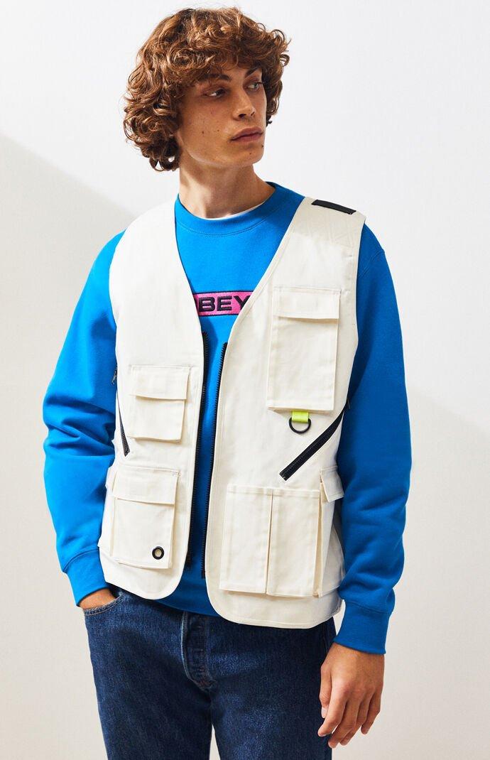 PacSun Workwear Utility Vest in White 