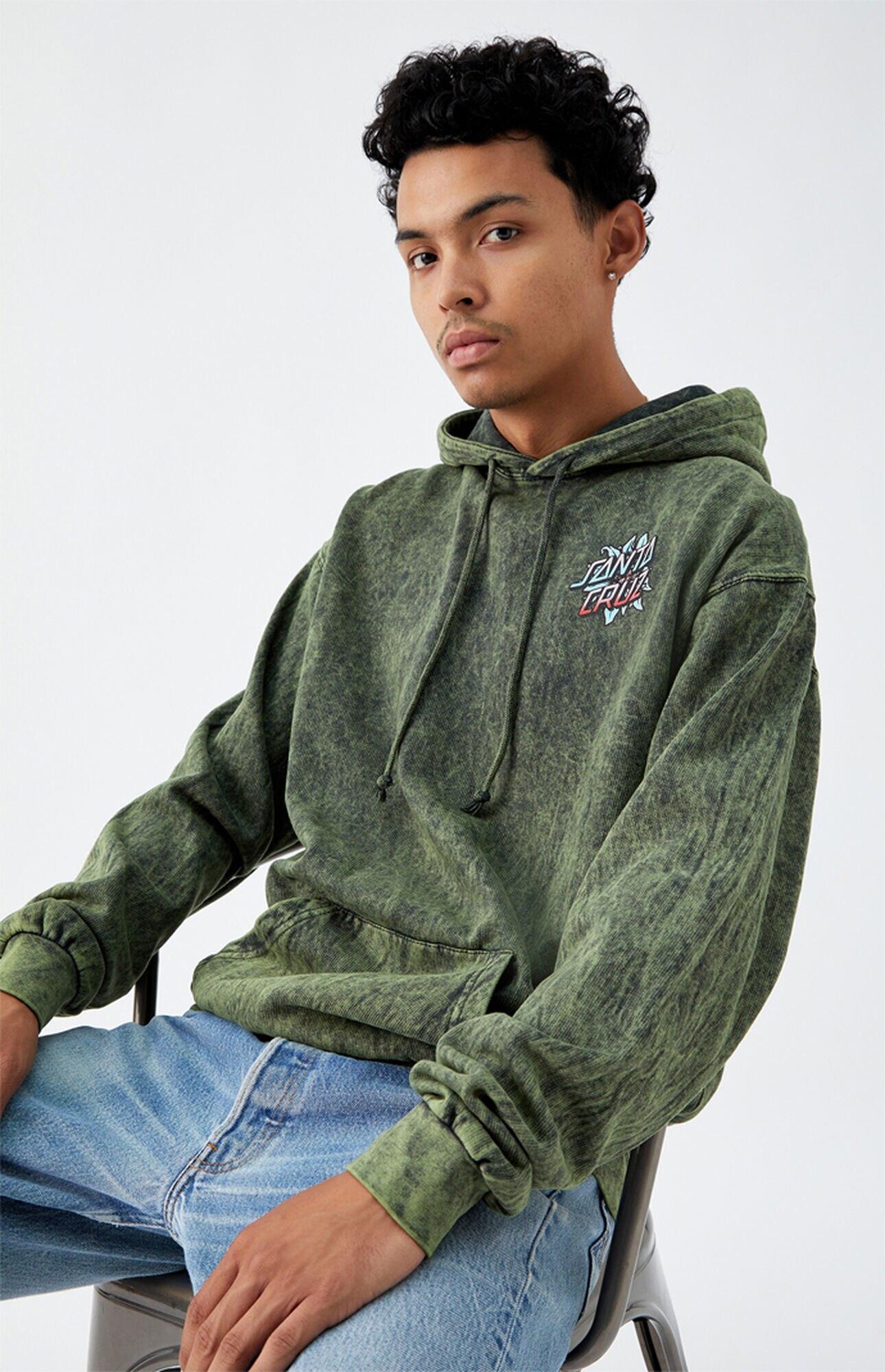 santa cruz green washed tomb dot hoodie for men