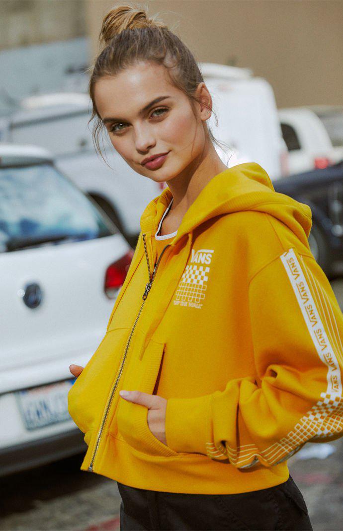 vans yellow cropped hoodie
