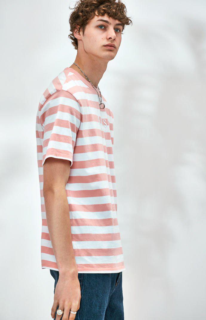 guess pink and blue striped shirt