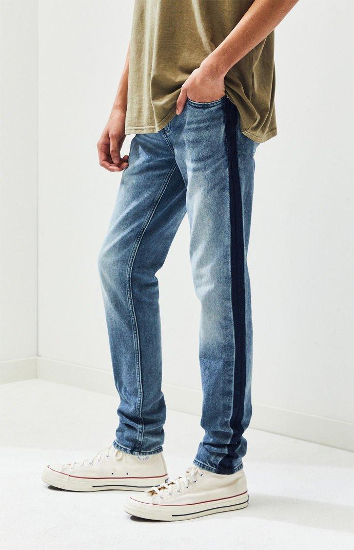 pacsun drop skinny side stripe denim jogger pants