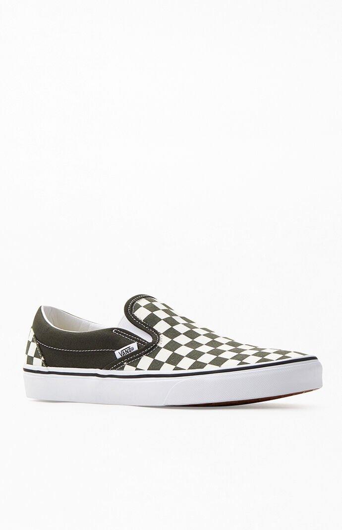 green checkerboard slip on vans