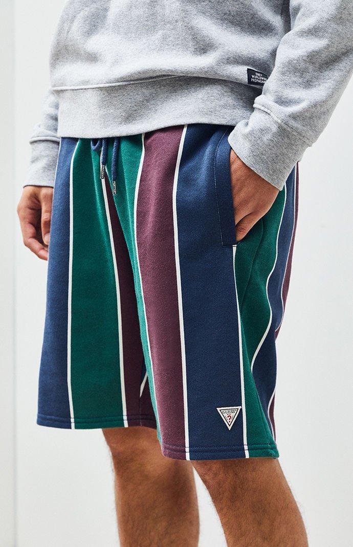 guess striped drawstring shorts