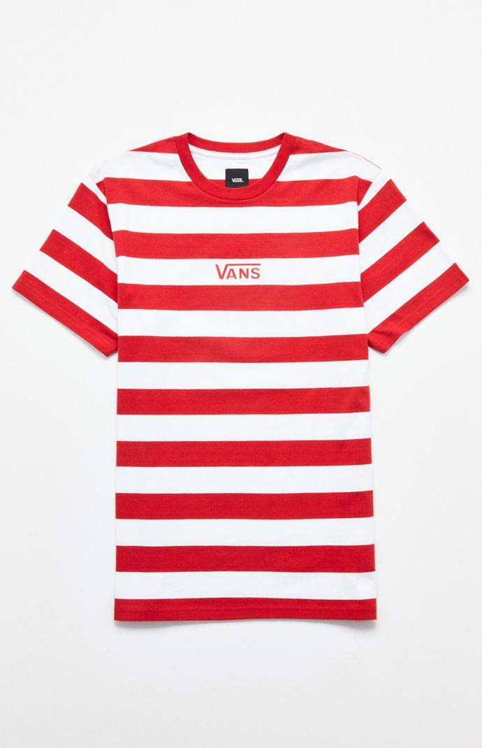 Vans Red Classic Stripe Vee T-shirt for 
