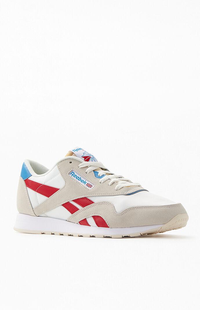 Reebok Synthetic Off White & Red Classic Nylon Shoes for Men | Lyst