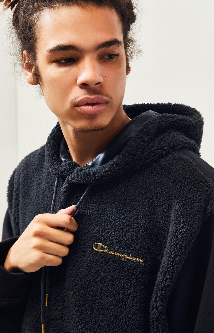 Champion Sherpa Panel Hoodie in Black for Men | Lyst