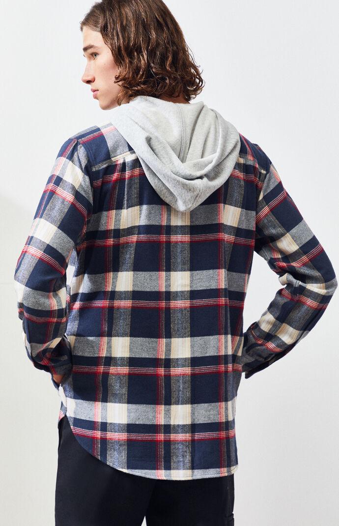 hooded checked flannel shirt