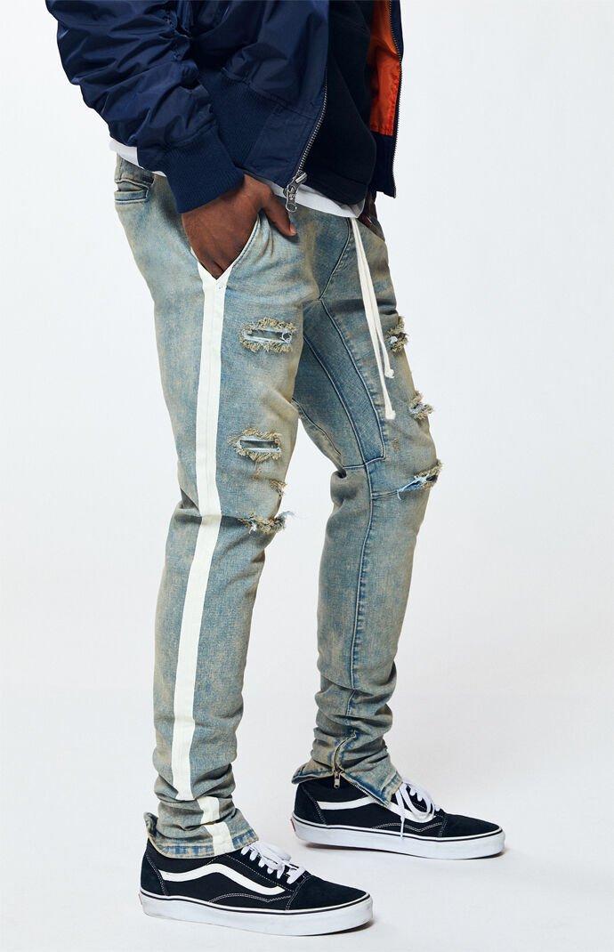 PacSun Cotton Side Stripe Drop Skinny Jogger Pants in Blue for Men | Lyst
