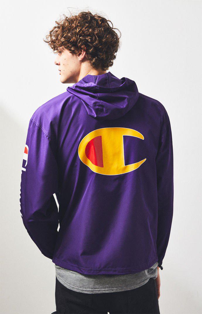 champion windbreaker mens purple