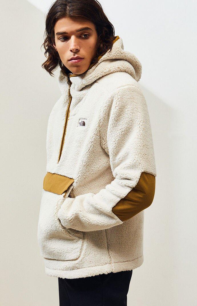 the north face cream campshire fleece hoodie