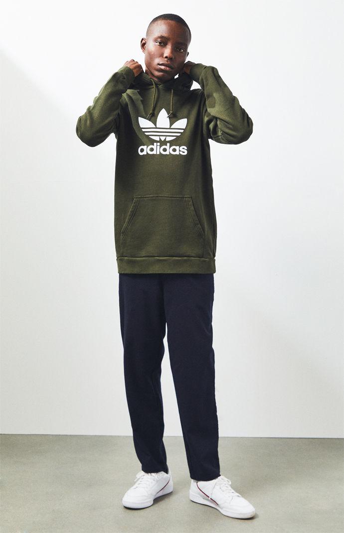 adidas trefoil hoodie olive