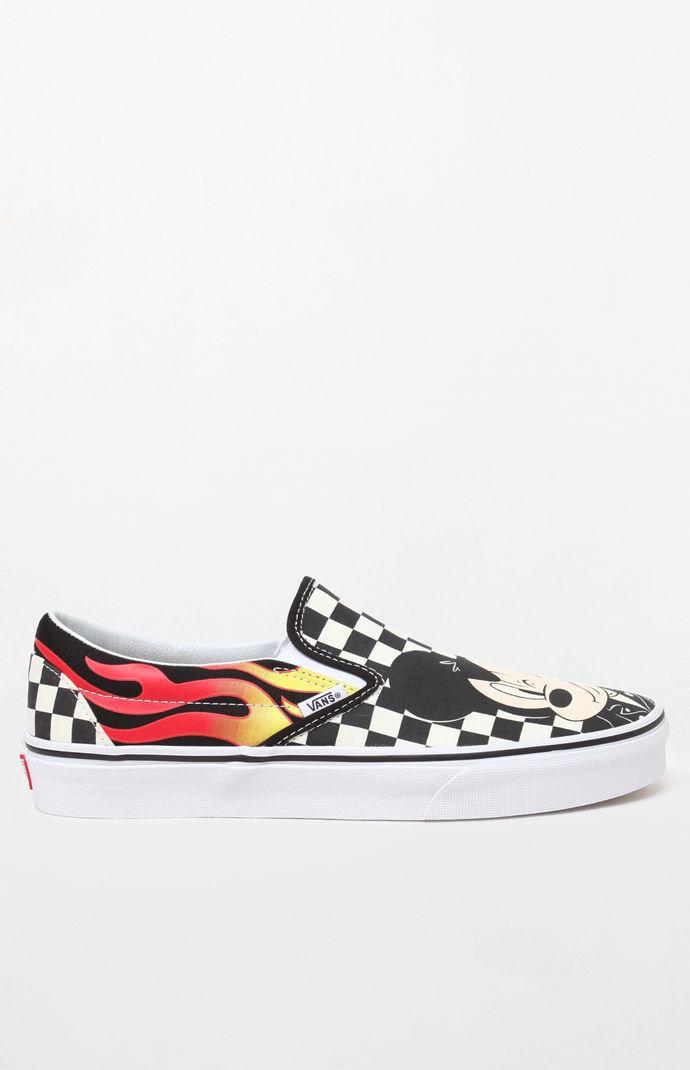 vans checkered flames slip on