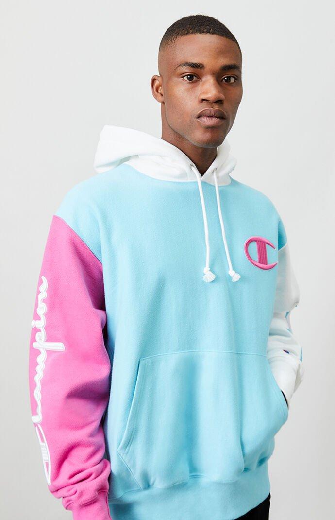 Champion Colorblocked Reverse Weave Hoodie in Blue for Men | Lyst