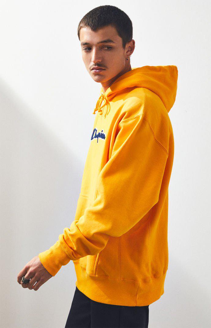 champion reverse weave chenille script pullover hoodie