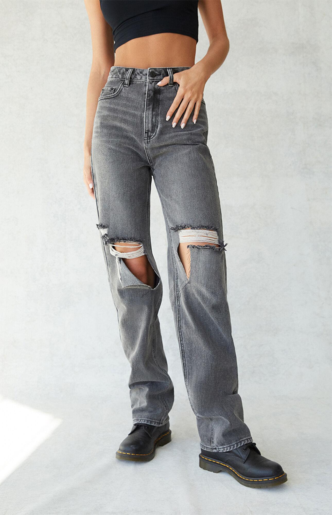 Ripped black boyfriend jeans Clearance