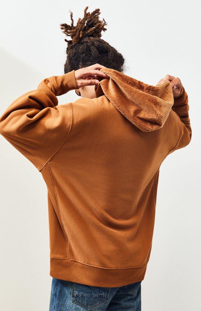 champion corduroy piecing pullover hoodie