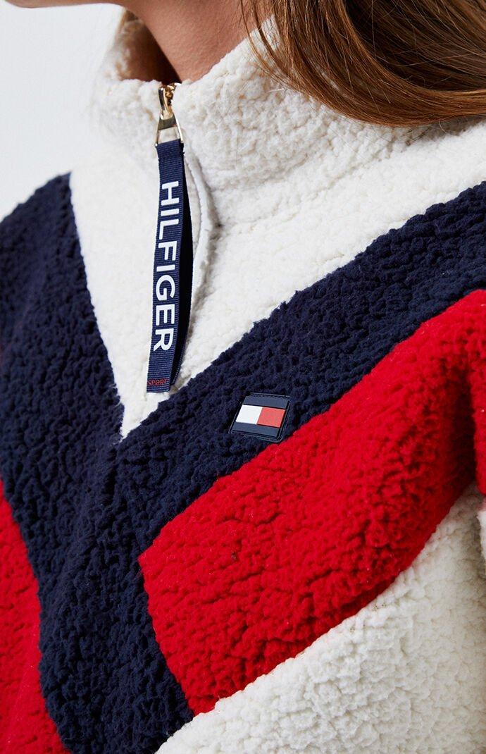 tommy hilfiger sherpa half zip hoodie