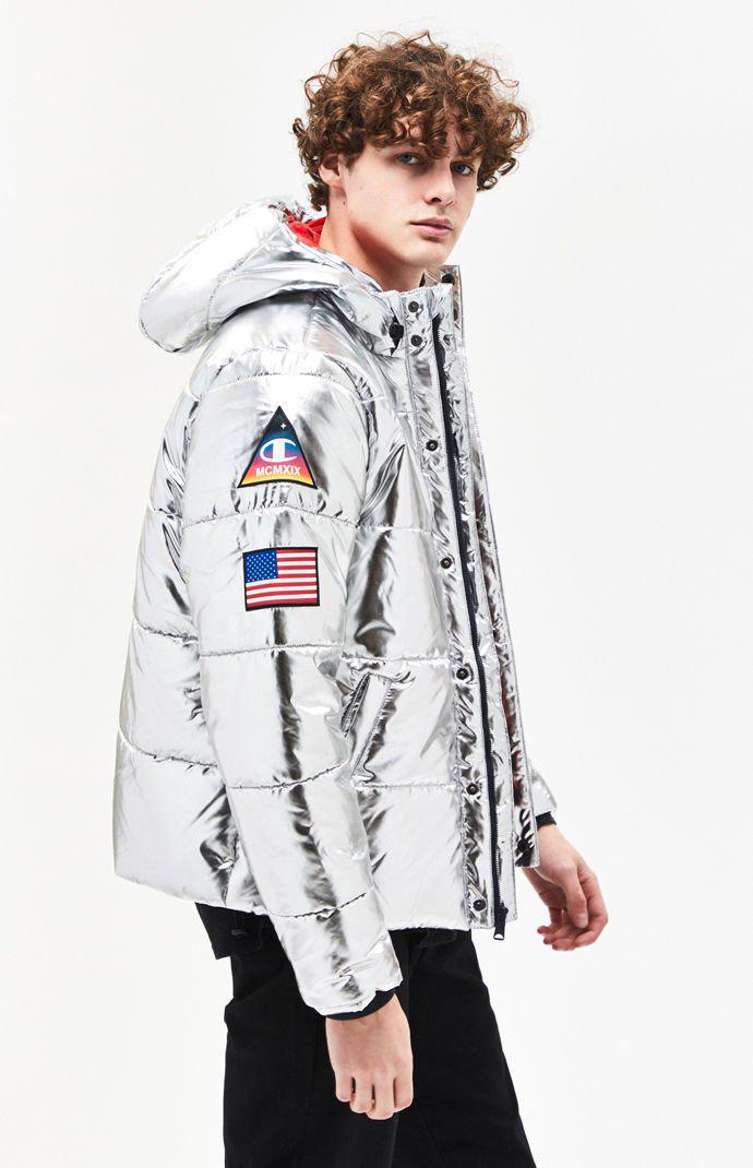 champion silver puffer jacket