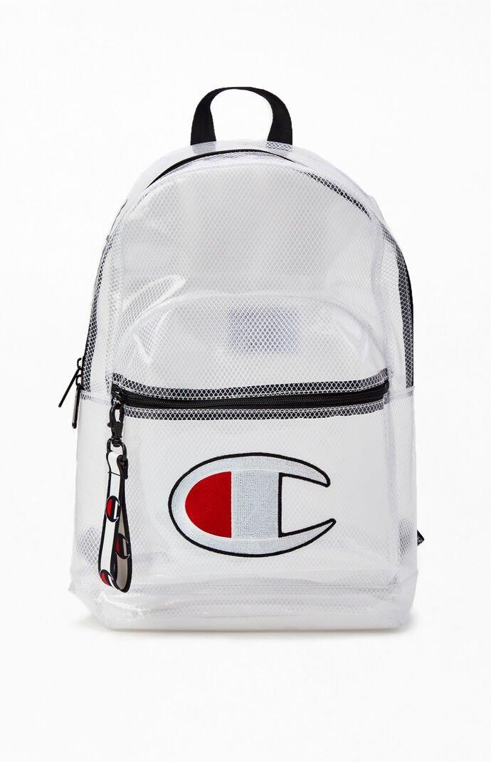 Champion Supersized Clear Black Transparent Backpack New With Tags 