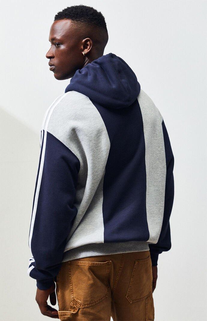 adidas grey & navy off court trefoil pullover hoodie