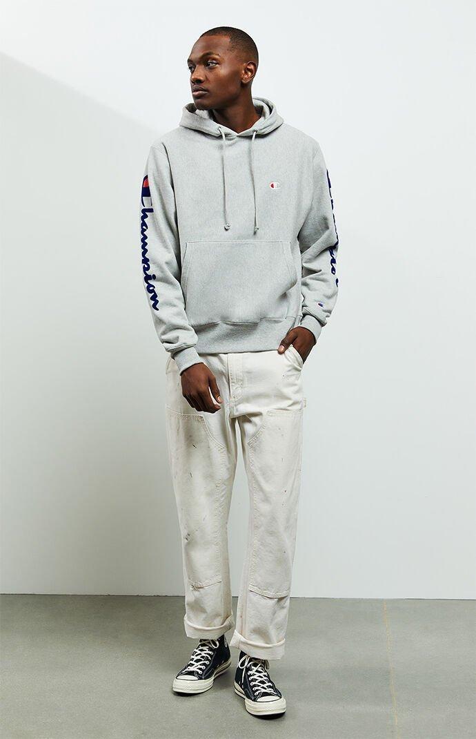 champion reverse weave oversized flock pullover hoodie