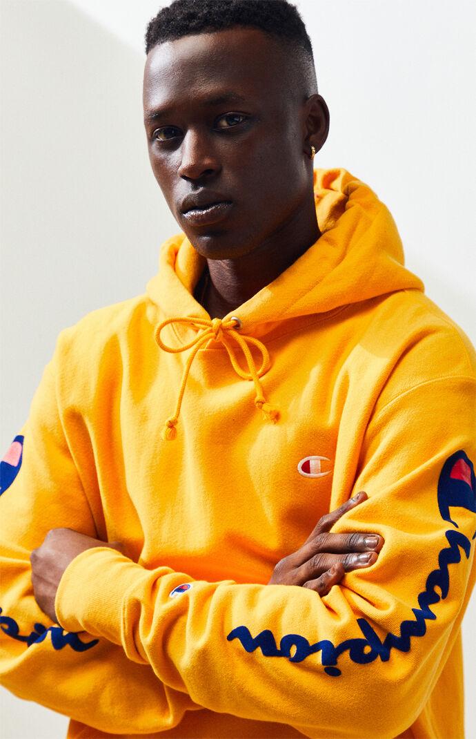 champion reverse weave oversized flock pullover hoodie