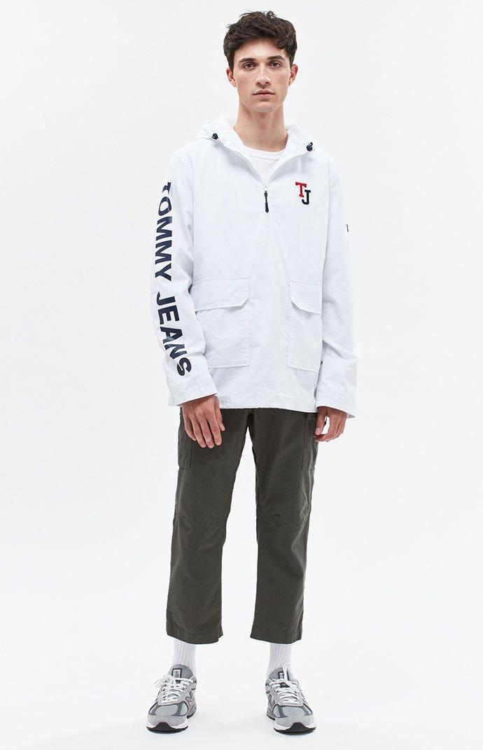 tommy jeans logo half zip anorak jacket