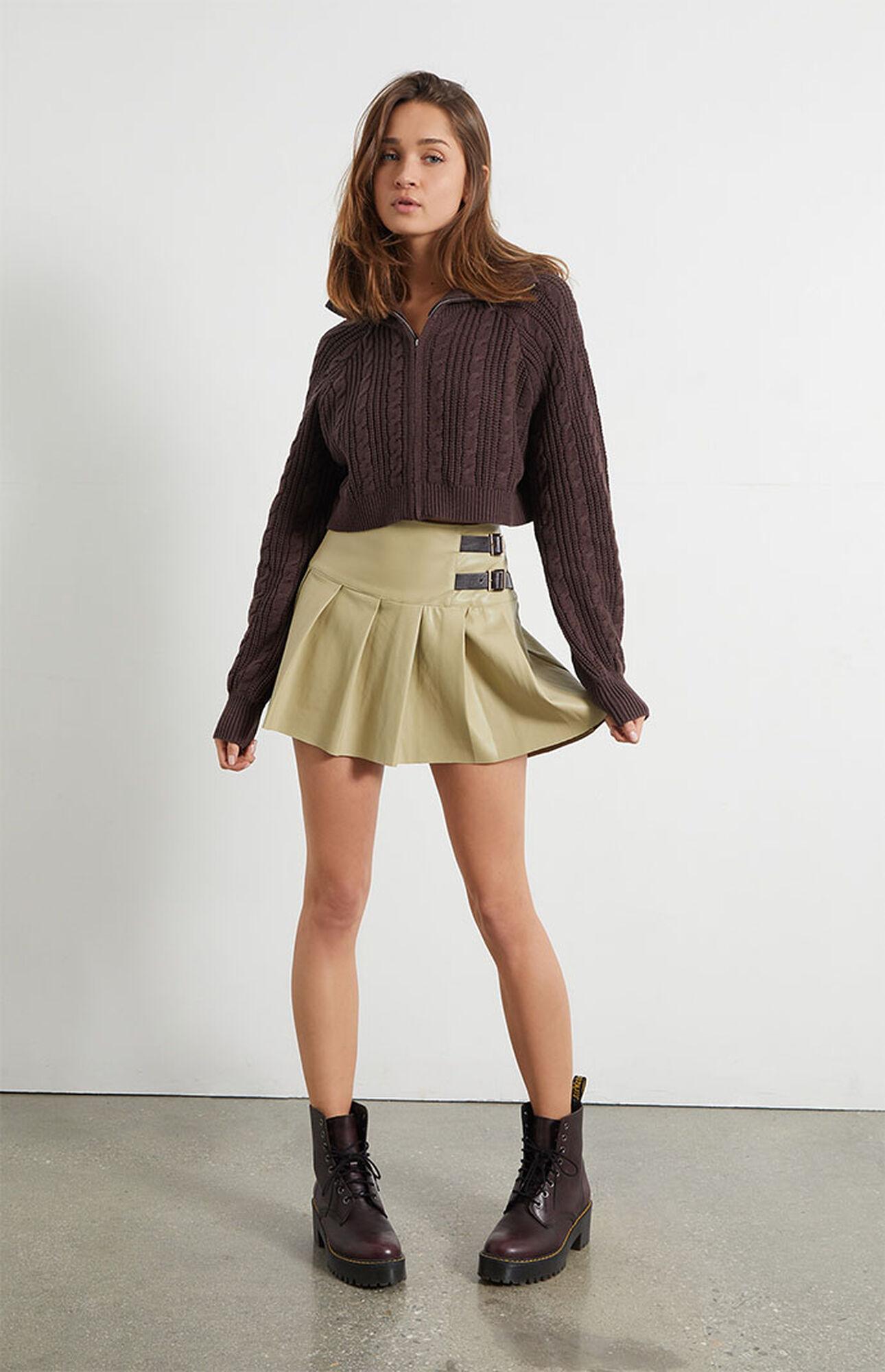 WeWoreWhat Faux Leather Tennis Skirt in Brown | Lyst