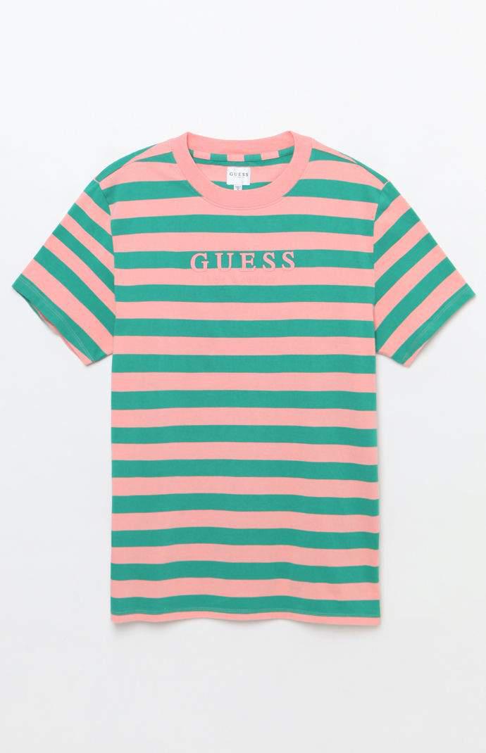 Guess Palm Striped T-shirt in Green/Pink (Green) for Men | Lyst