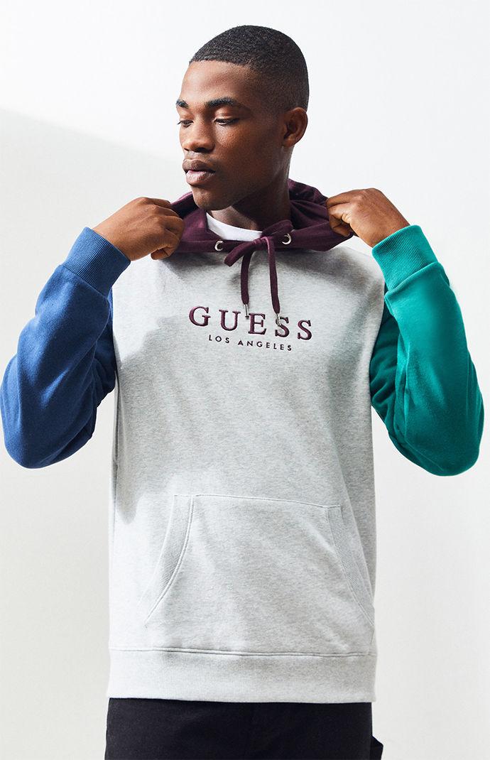 Guess Colorblock Pullover Hoodie in Gray for Men | Lyst
