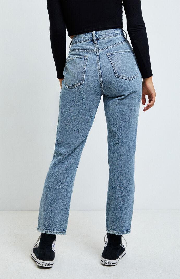 PacSun Denim Trusty Blue High Waisted Straight Leg Jeans - Lyst