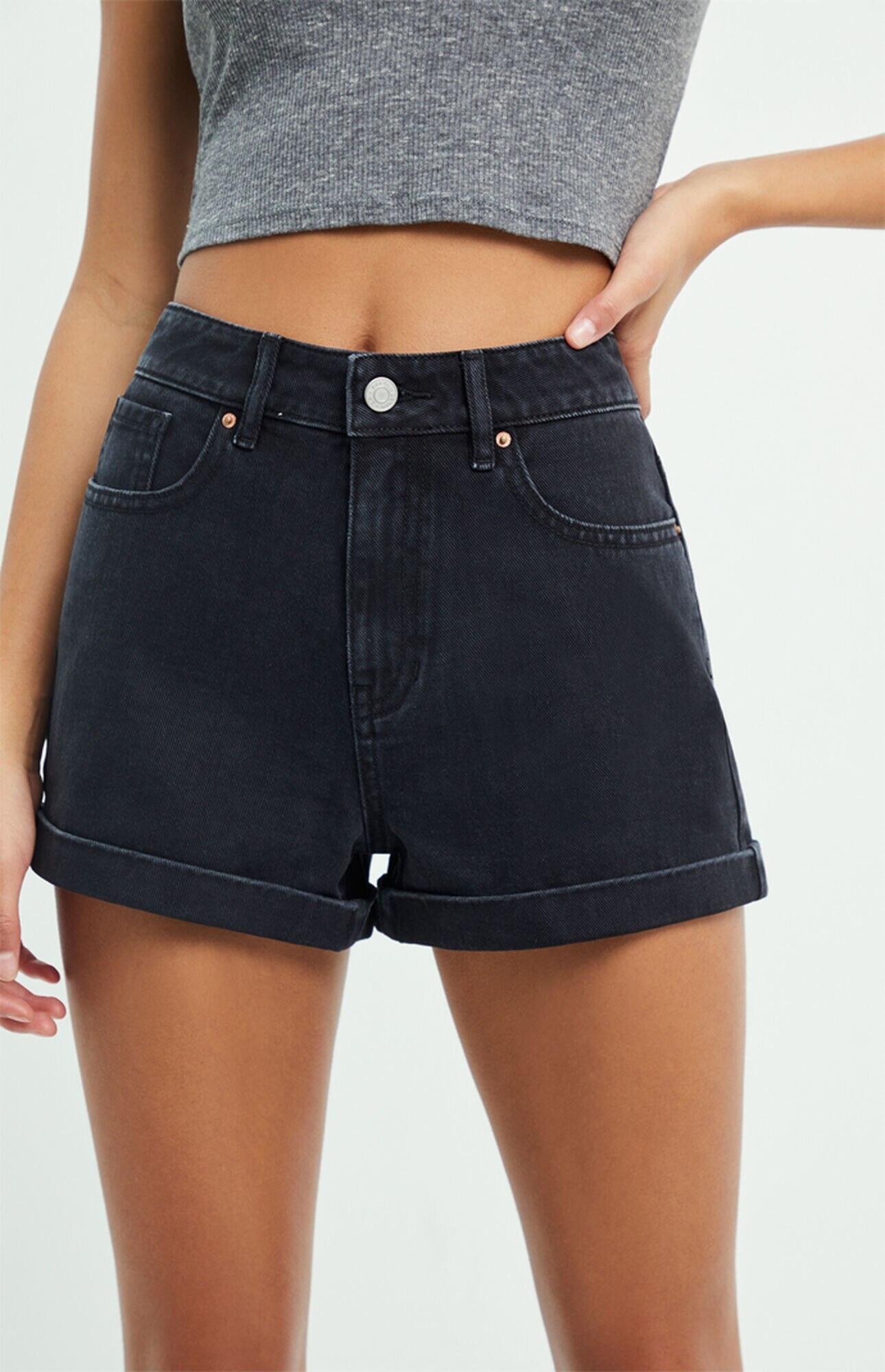 PacSun Black Denim Mom Shorts Lyst