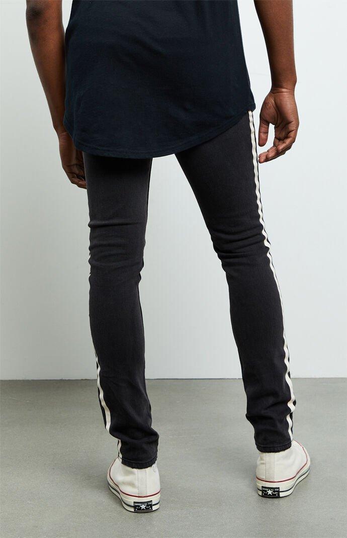 pacsun stacked skinny side stripe zip black jeans