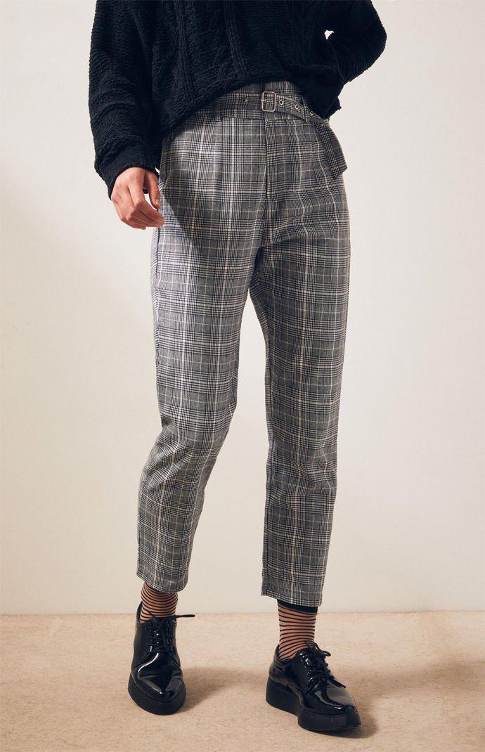 plaid belted pants