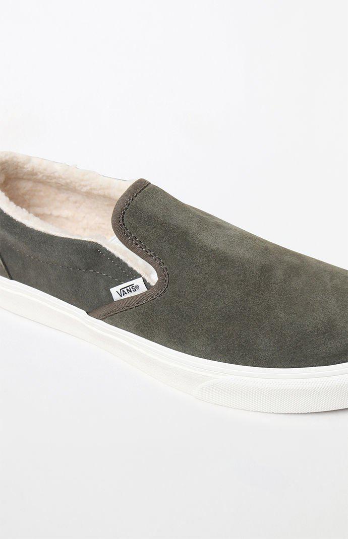 Vans Sherpa Suede Slip-on Shoes in Green for Men | Lyst