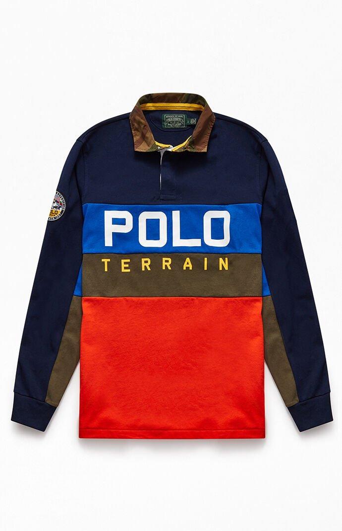 color block polo shirt long sleeve