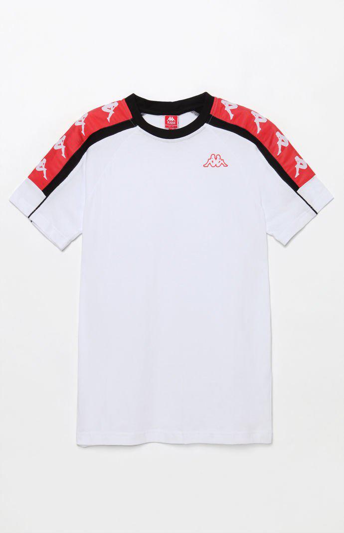 white and red kappa shirt
