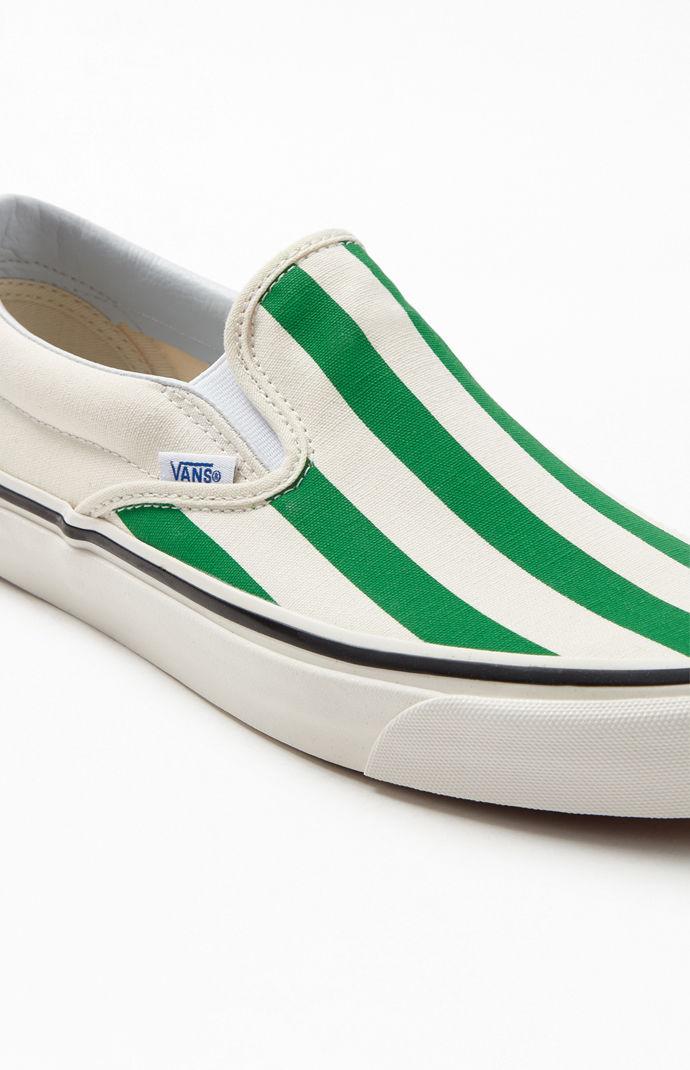 green and white striped vans