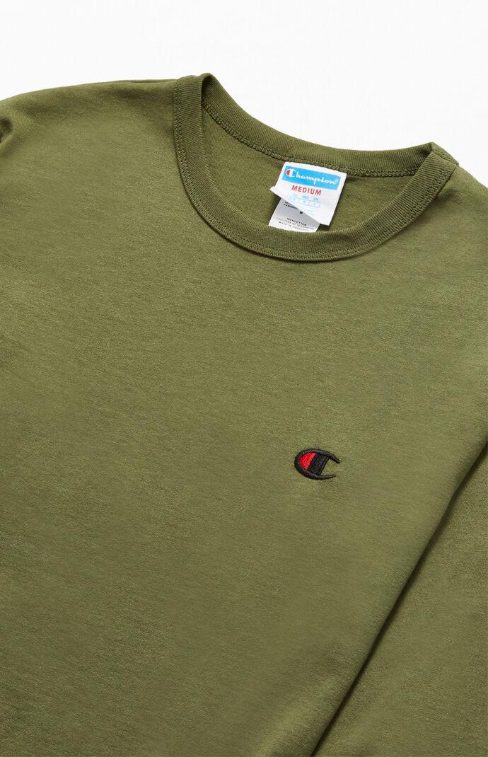 olive green champion long sleeve shirt