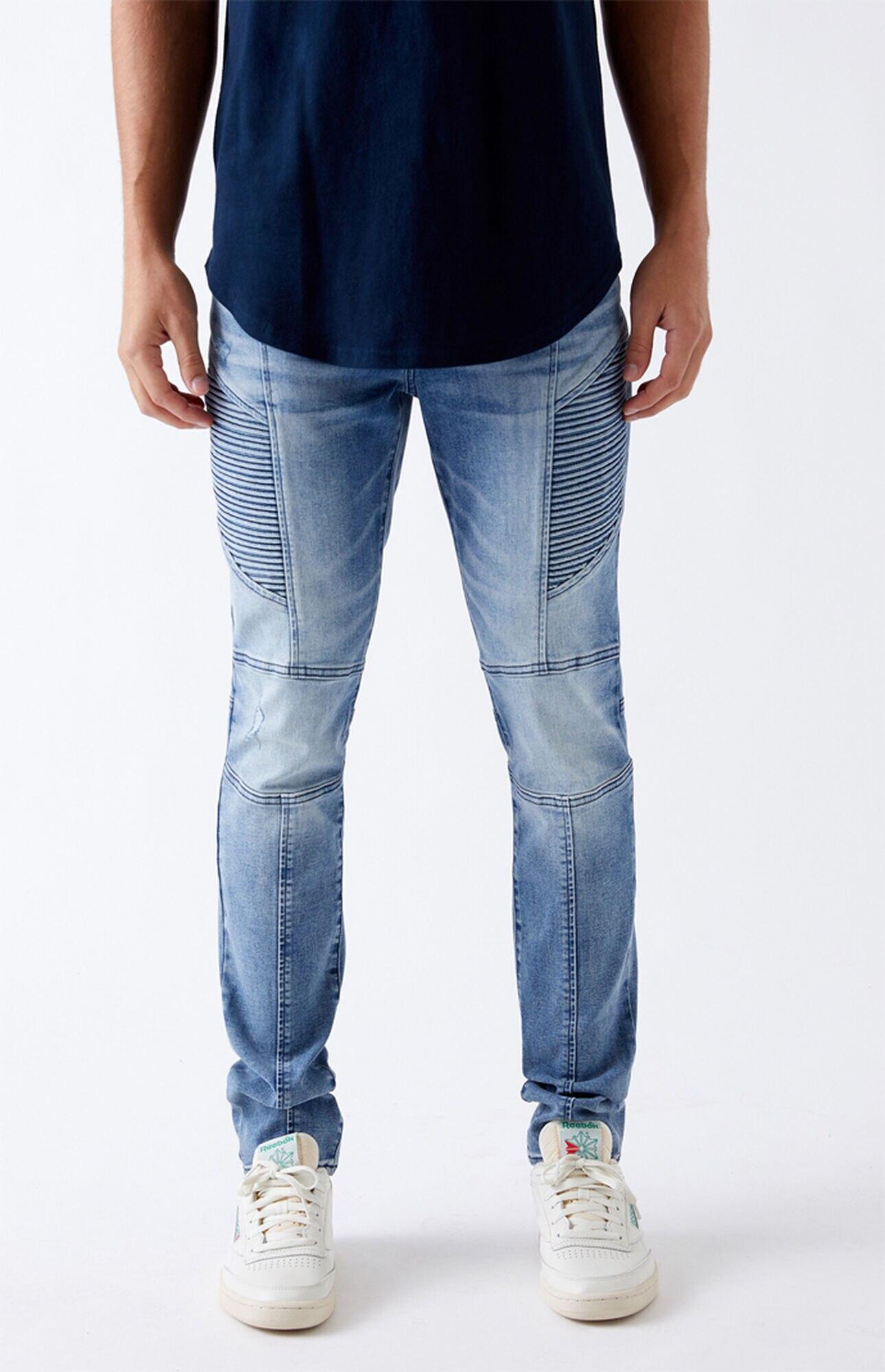 PacSun Denim Light Biker Stacked Skinny Jeans in Blue for Men - Lyst