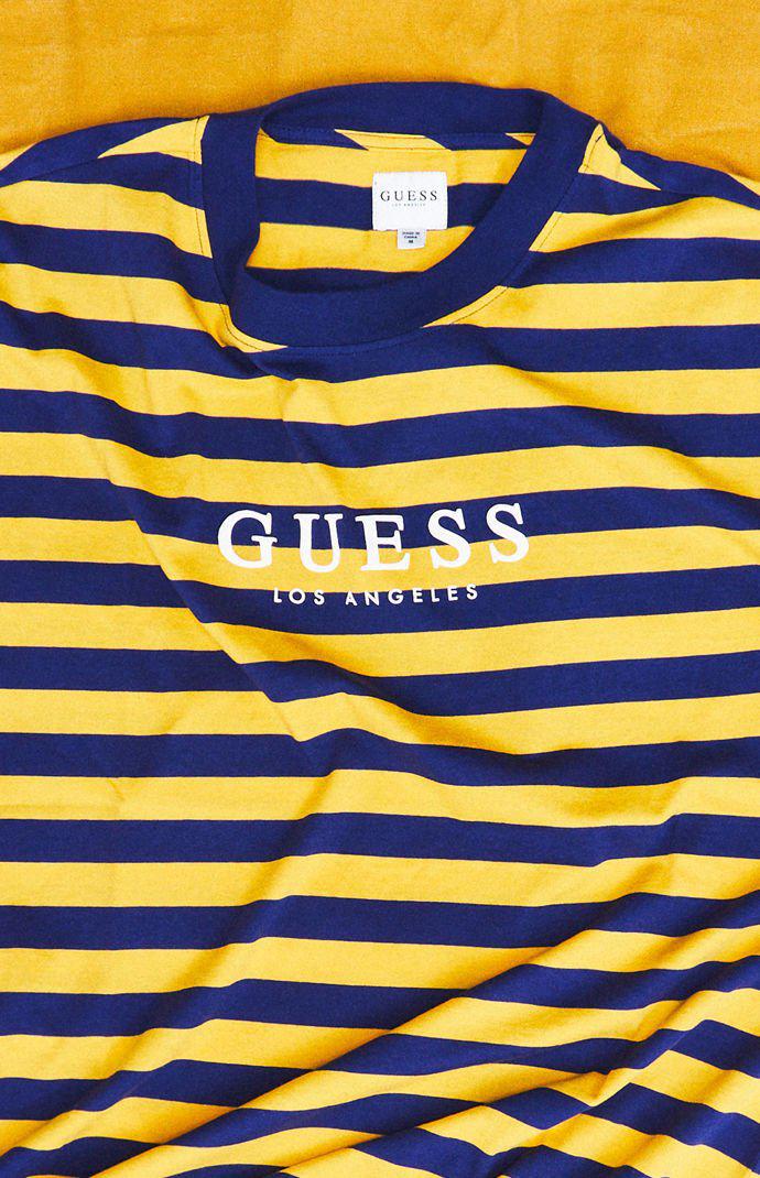 guess t shirt blue and yellow